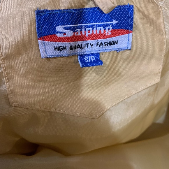 SAIPING HIGH QUALITY FASHION GOLD FULL ZIP VELCRO QUILTED PUFFER JACKET SIZE S/P - Picture 3 of 16